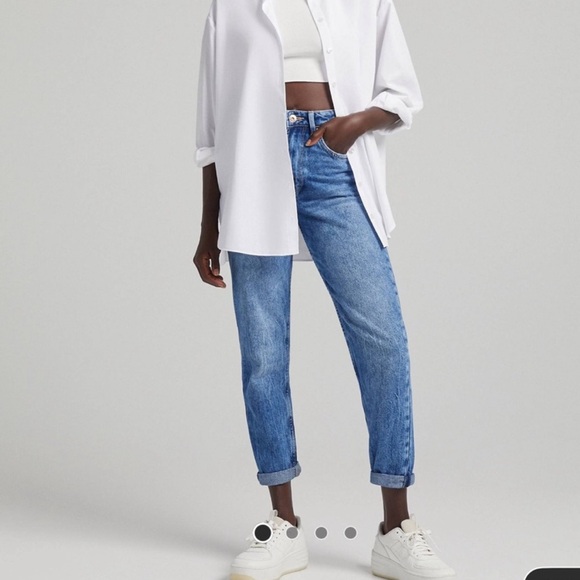 Bershka Mom Jeans Denim Premium Cropped 00 - Picture 2 of 8